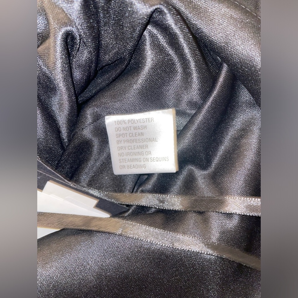 NWT Ieena for Mac Duggal Black Halter Column Gown with Rhinestone Bow Accent - Picture 11 of 11